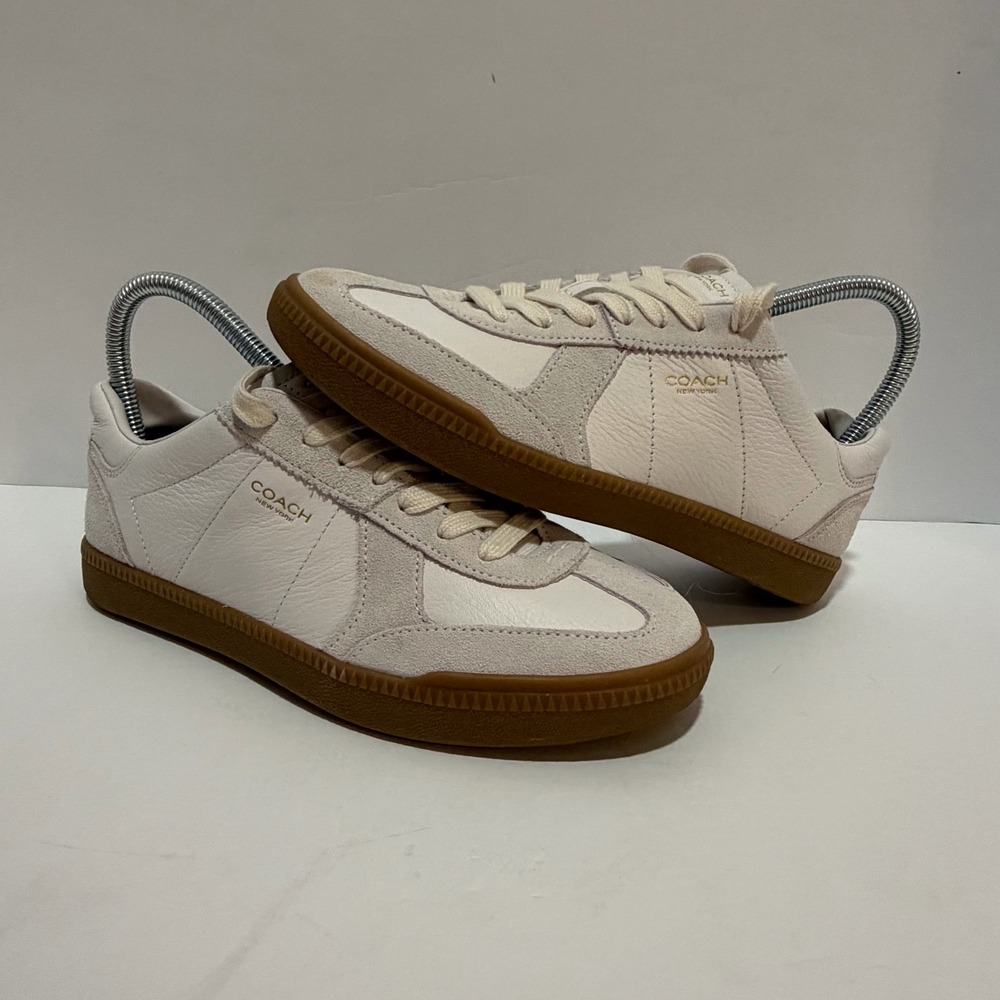 Coach Ellis Sneaker Optical White Ivory Leather Suede Gum Sole CDR21 Womens 6.5B